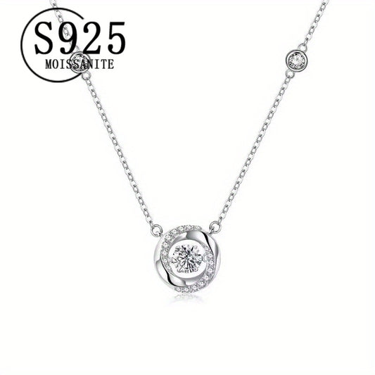 925 Sterling Silver 1 Carat Moissanite Smart Necklace Clavicle Chain For Men To Girlfriend Fashion Trend Elegant Gentle Fresh Sweet Design Sense Of High-end Light Luxury Niche Creative Personality Versatile Classic Simple Sty