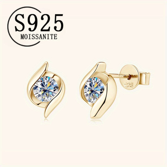 925 Sterling Silver 0.5 Carats * 2 Moissanite Geometric Stud Earrings Fashion Light Luxury Sense Of Luxury Niche Design Earrings Earrings Earrings Valentine's Day Anniversary Surprise Creative Personality Sweet Romantic Fresh