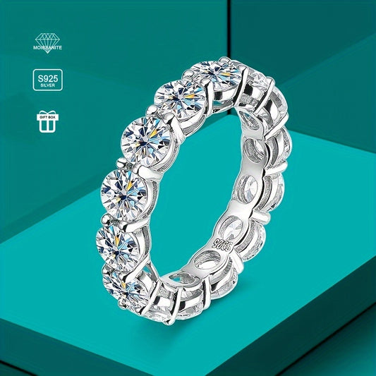 Elegante Anel de Prata com moissanite de 7 quilates