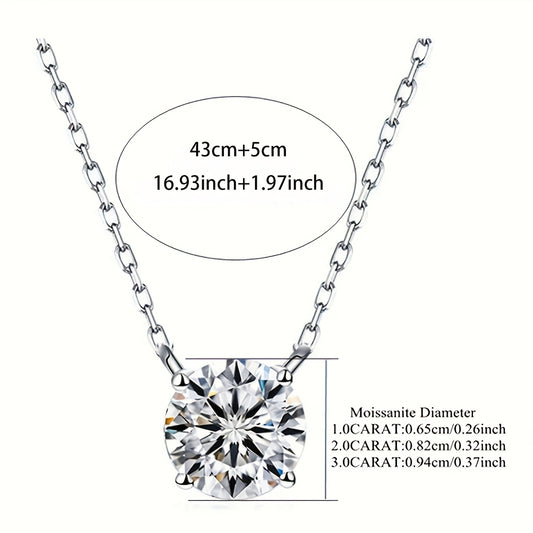 925 Sterling Silver 1 Carat 2 Carat 3 Carat Morganite Four-claw Set Chain Men's And Women's Couple Models Bestie Models Romantic Gentle Elegant Fashion Trend Creative Personality Design Sense High-end Temperament Light Luxury